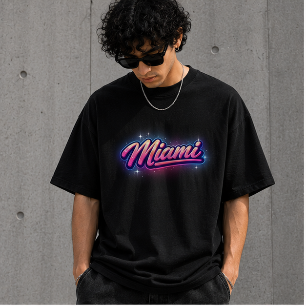 OVERSIZED T-SHIRT MIAMI SKYLINE GENZIFER PREMIUM CLOTHING