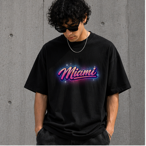 OVERSIZED T-SHIRT MIAMI SKYLINE GENZIFER PREMIUM CLOTHING