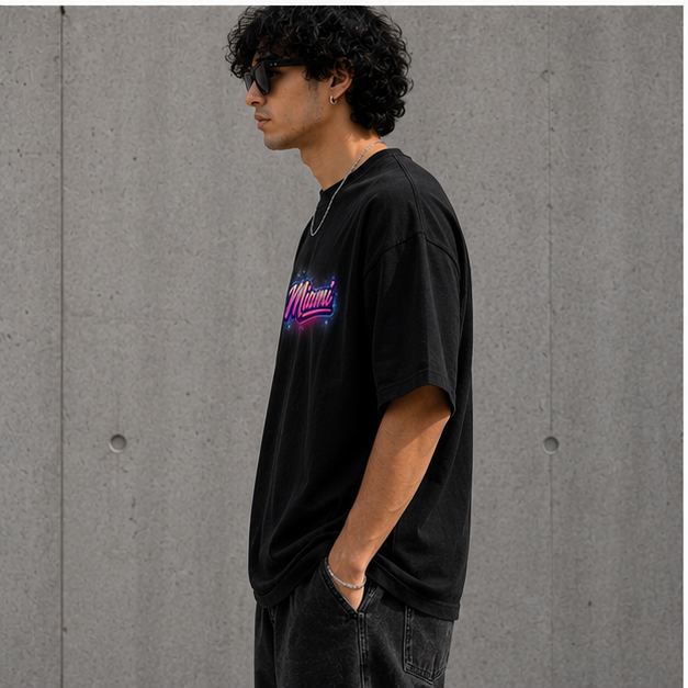 OVERSIZED T-SHIRT MIAMI SKYLINE GENZIFER PREMIUM CLOTHING