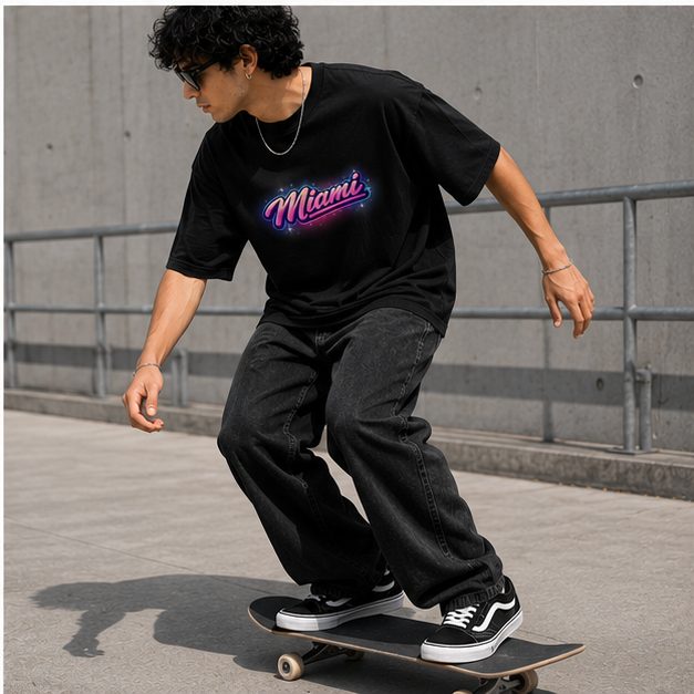 OVERSIZED T-SHIRT MIAMI SKYLINE GENZIFER PREMIUM CLOTHING
